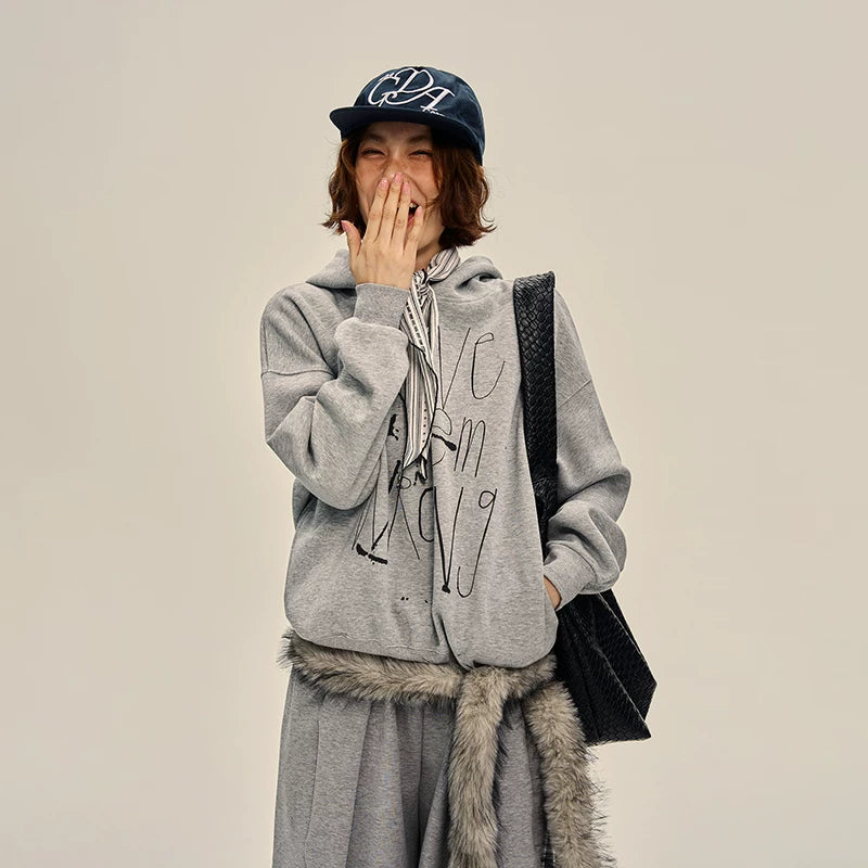 Graffiti Letter Print Hooded Sweatshirt
