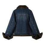 Buckle Collar Faux Fur Lined Denim Coat