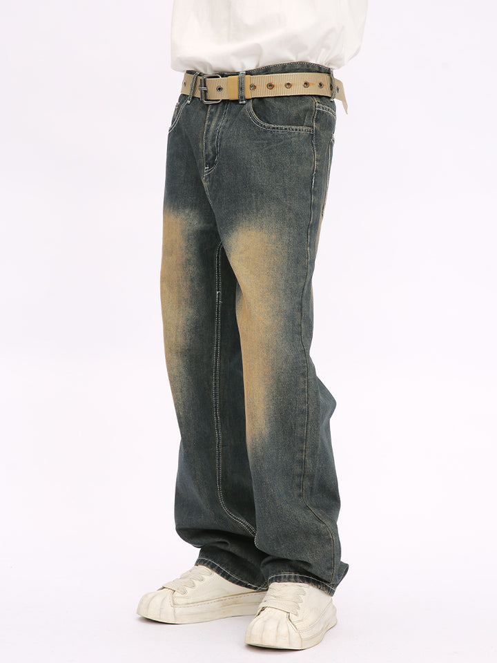 Jeans droits délavés rétro 