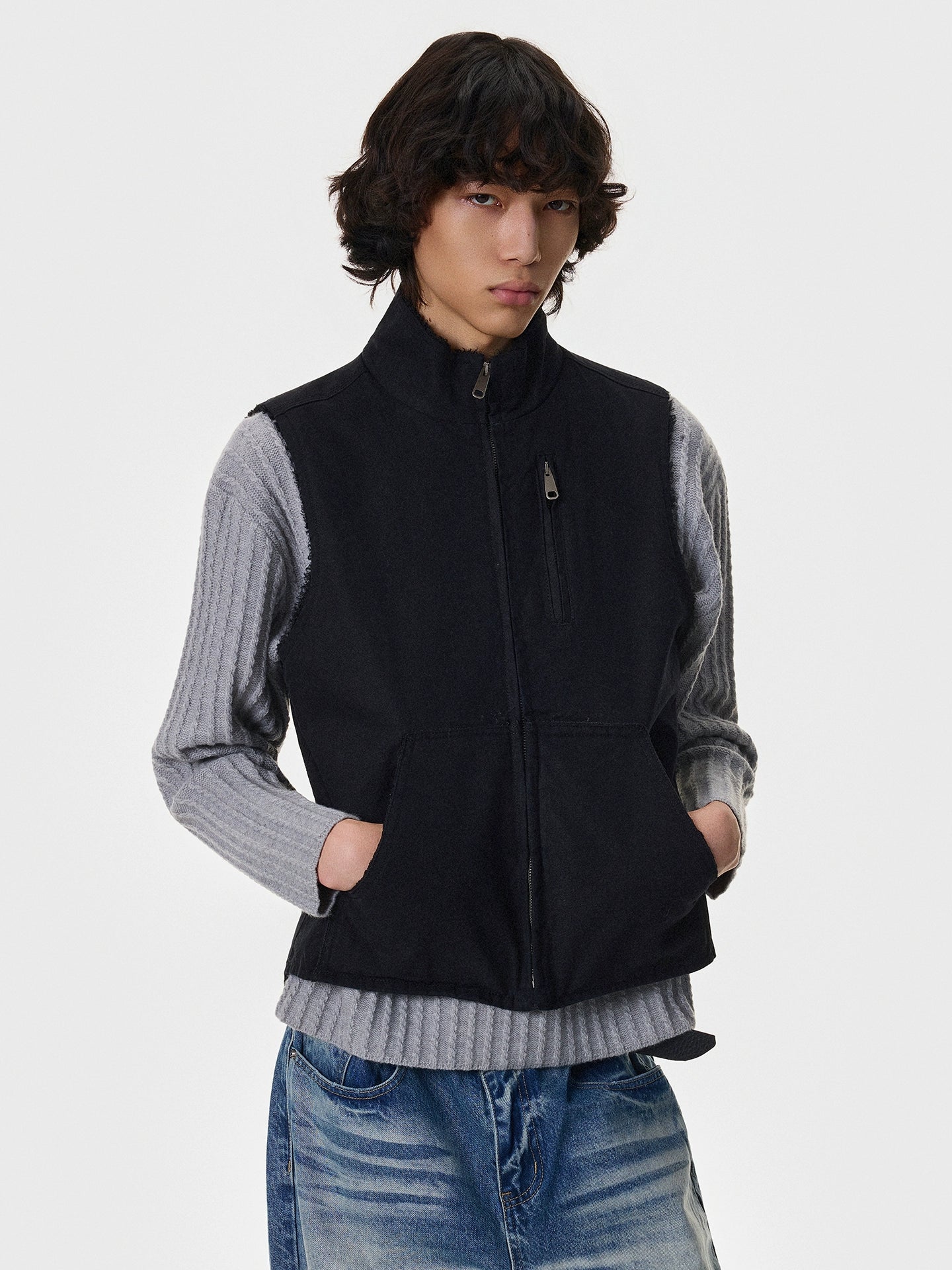 Yıkanmış Kanvas İş Elbisesi Yelek Ceket 