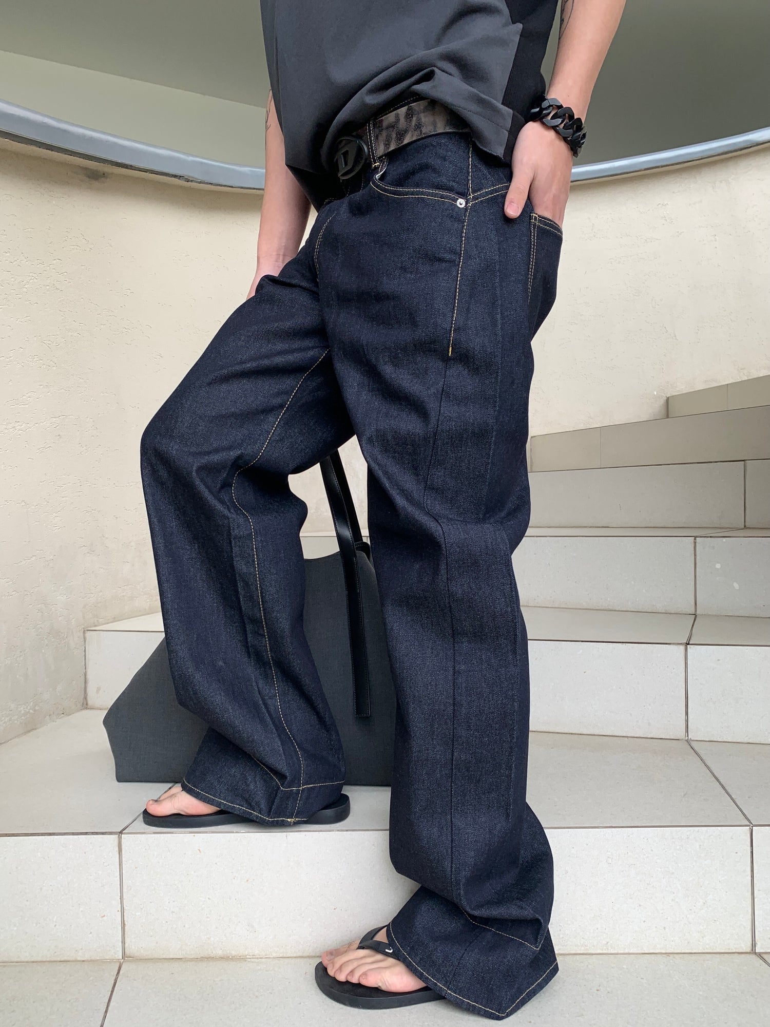 Dark Blue Straight-leg Jeans