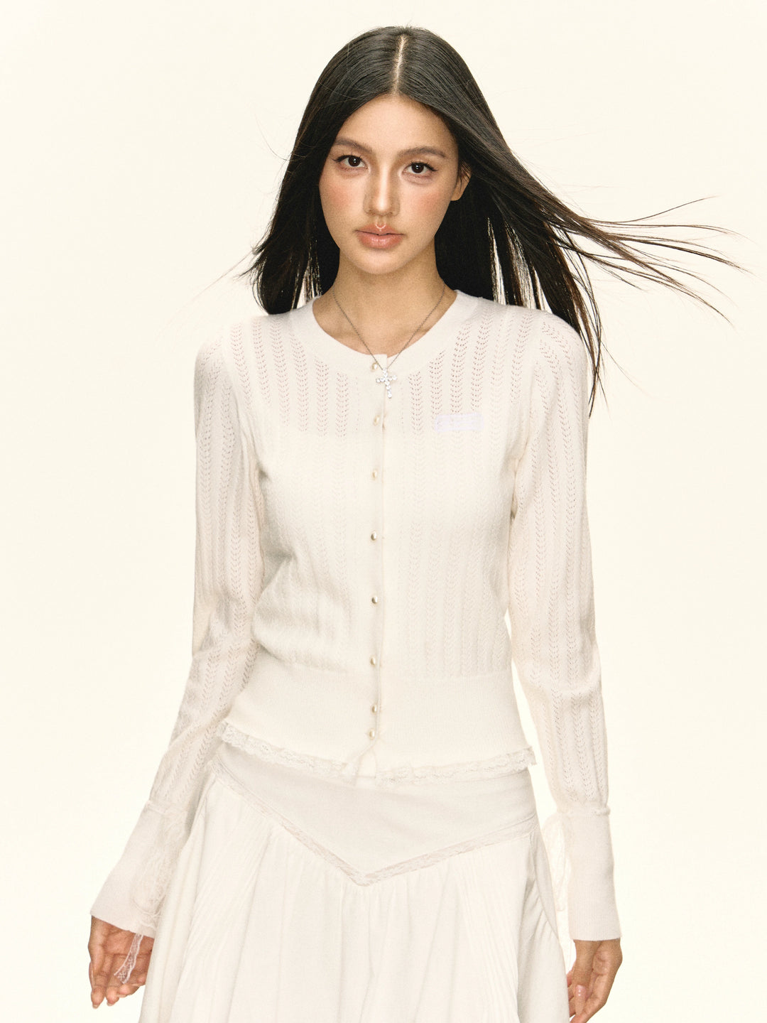 Knit Button-Up Crewneck Sweater