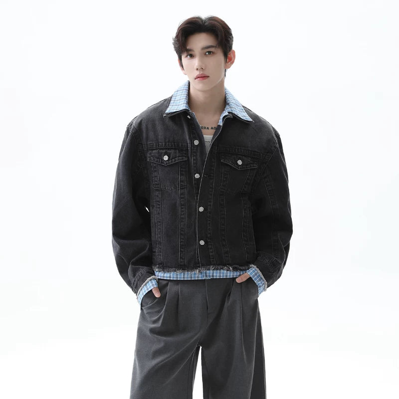 Plaid Patchwork Denim Jacket