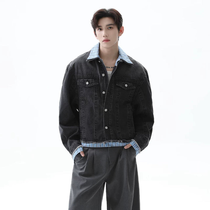 Plaid Patchwork Denim Jacket