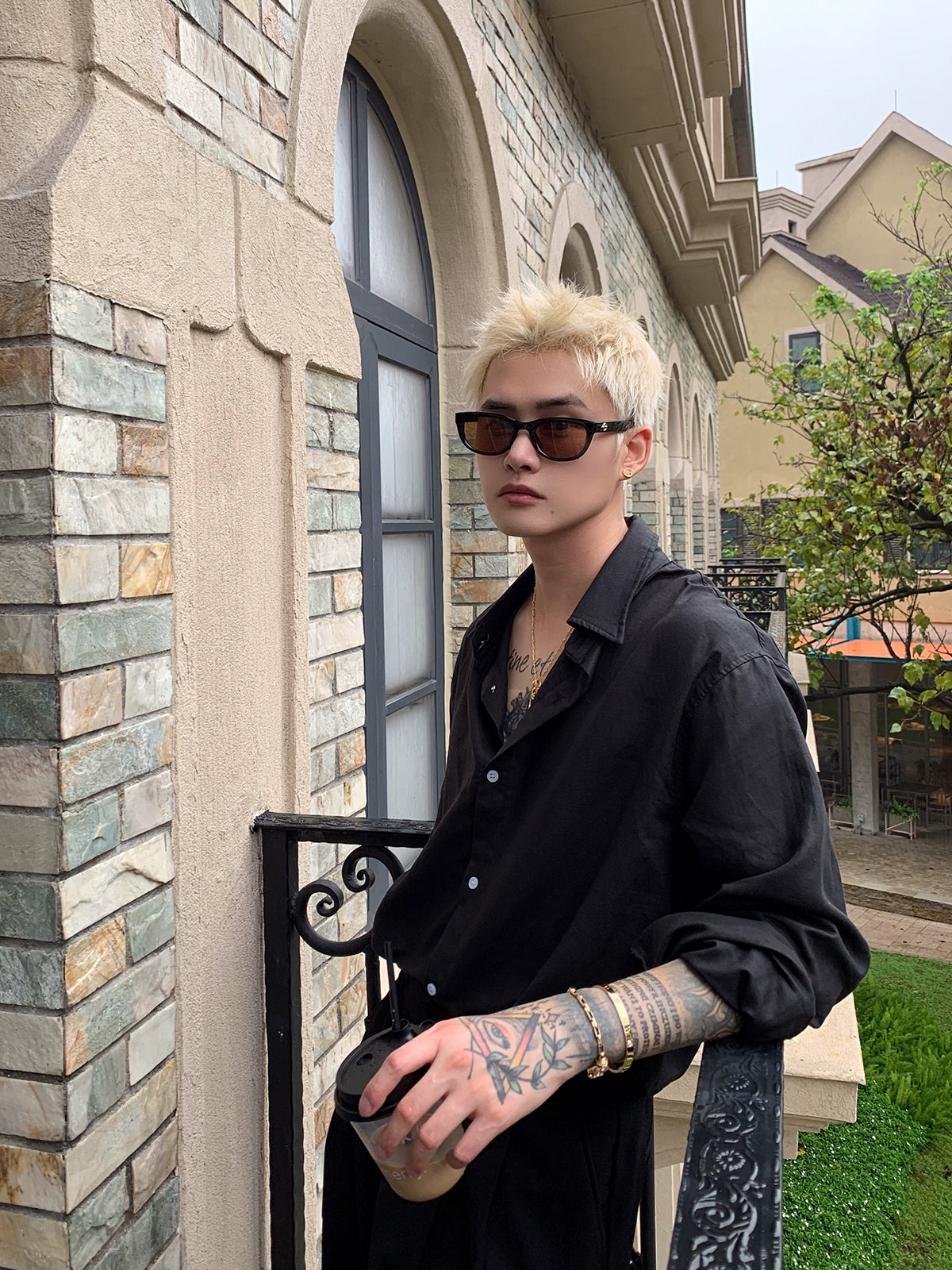 Ramie Blend Loose Fit Long Sleeve Shirt