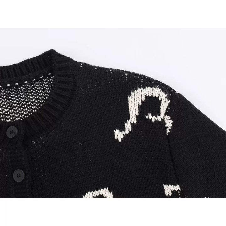 Gilet en tricot jacquard à motif point d'interrogation 