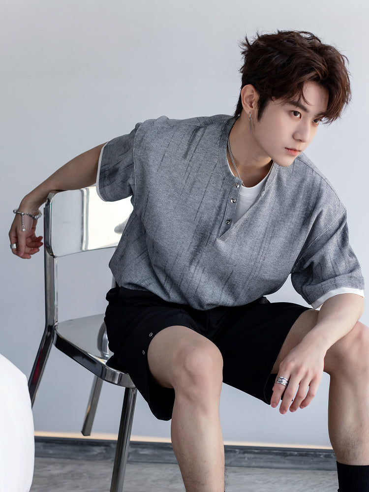 Short-Sleeve Ink Texture T-shirt