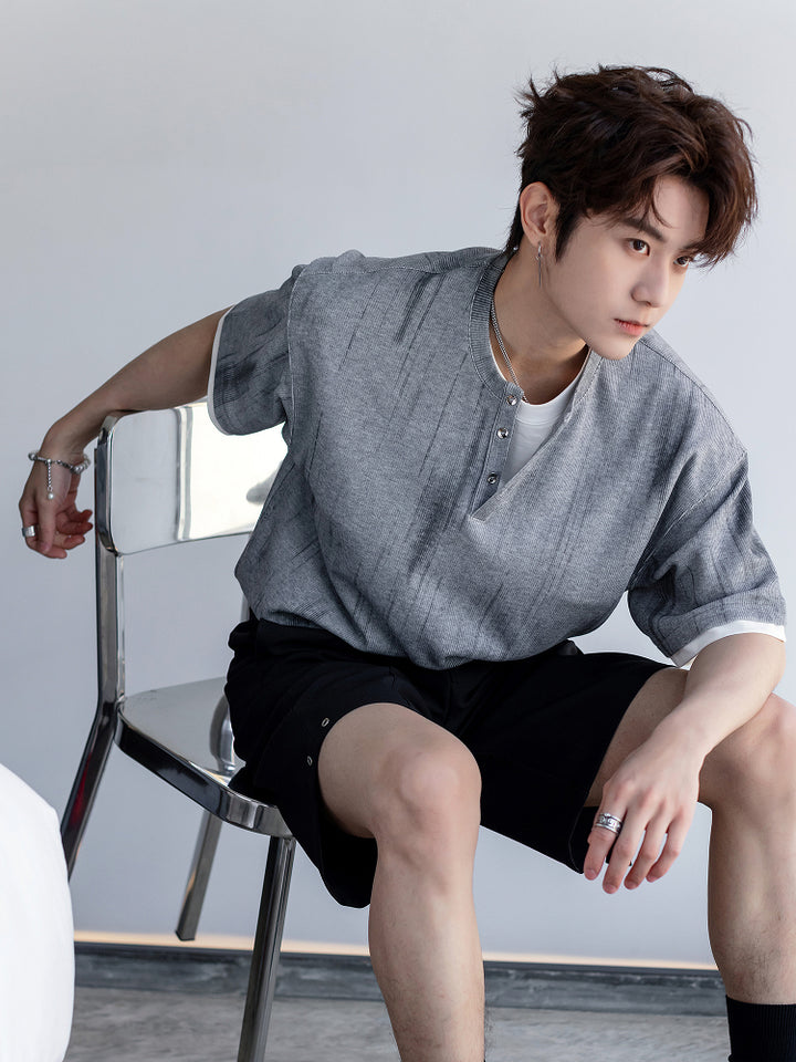 Short-Sleeve Ink Texture T-shirt