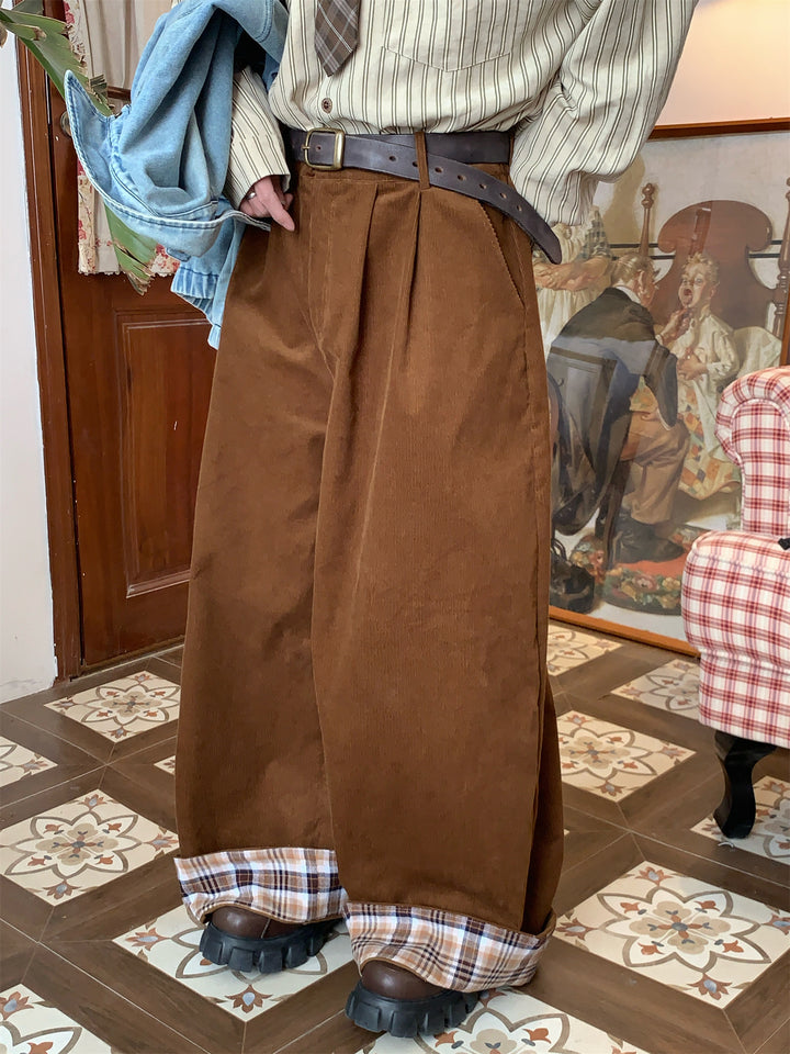 Wide-Leg Corduroy Casual Pants