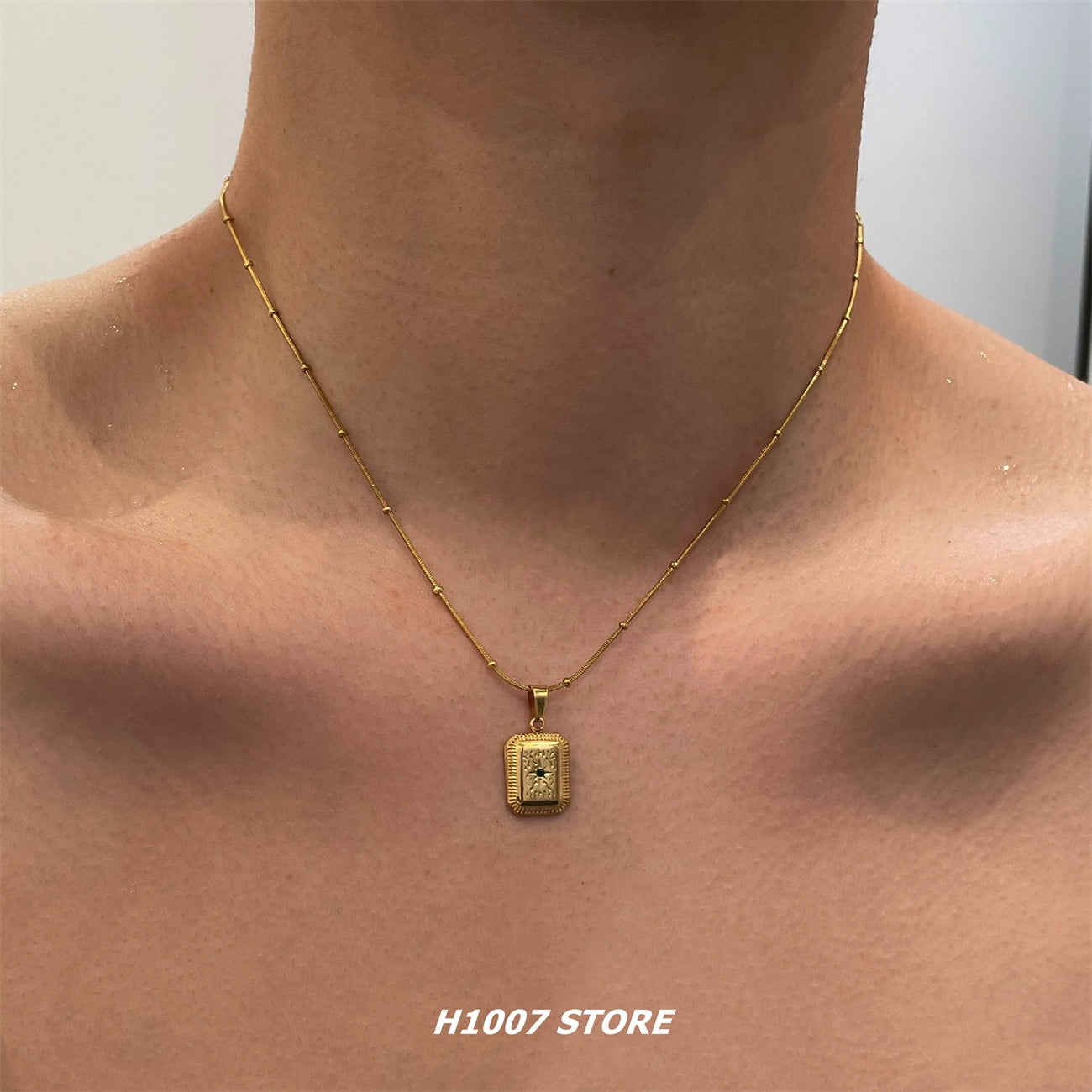Hip-hop Square Pendant Necklace