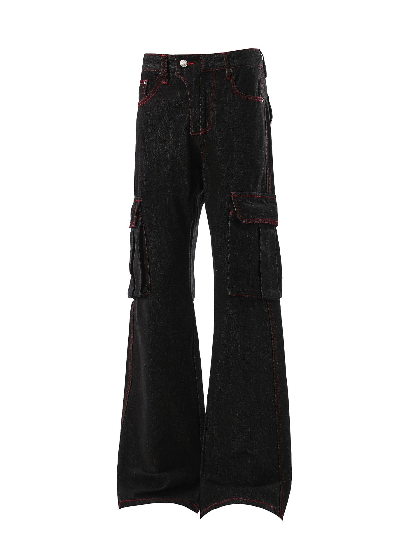 Multi-Pocket Straight Leg Flared Pants