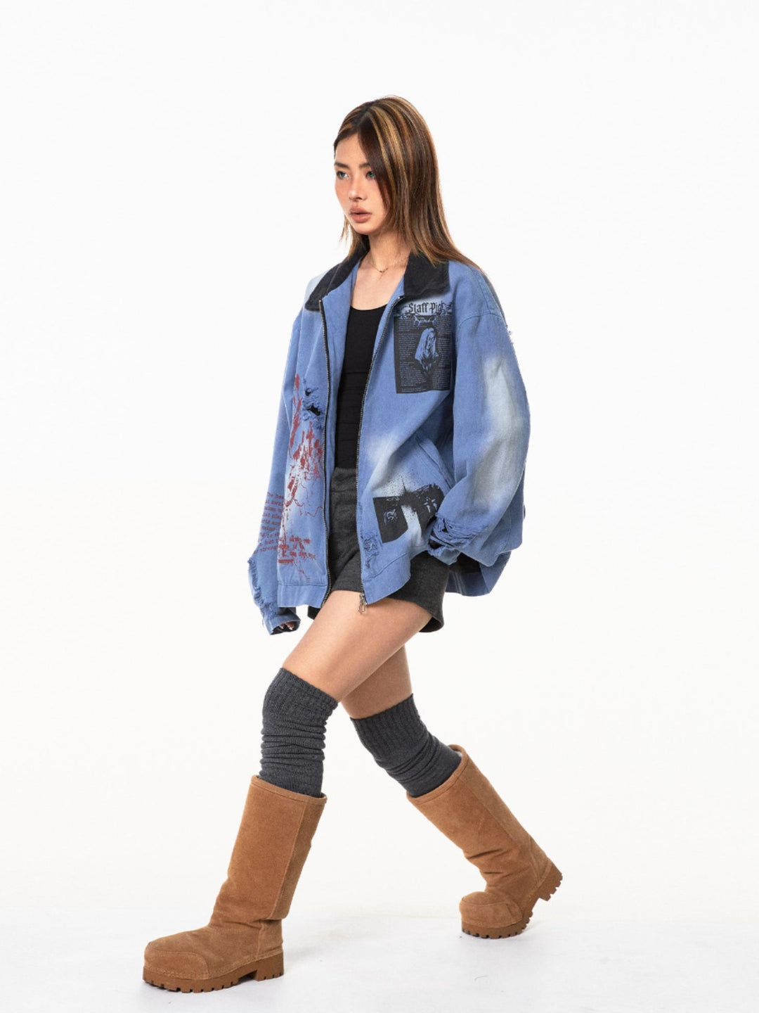 Retro Hip-Hop Washed Denim Jacket