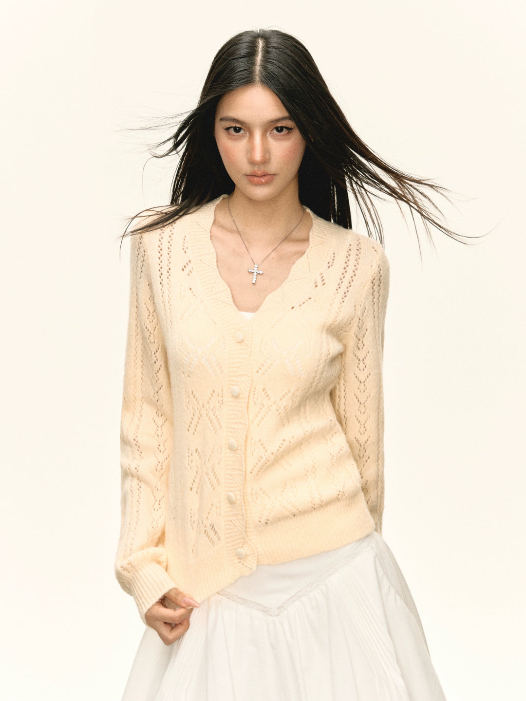 Jacquard Knit Button-Up Cardigan