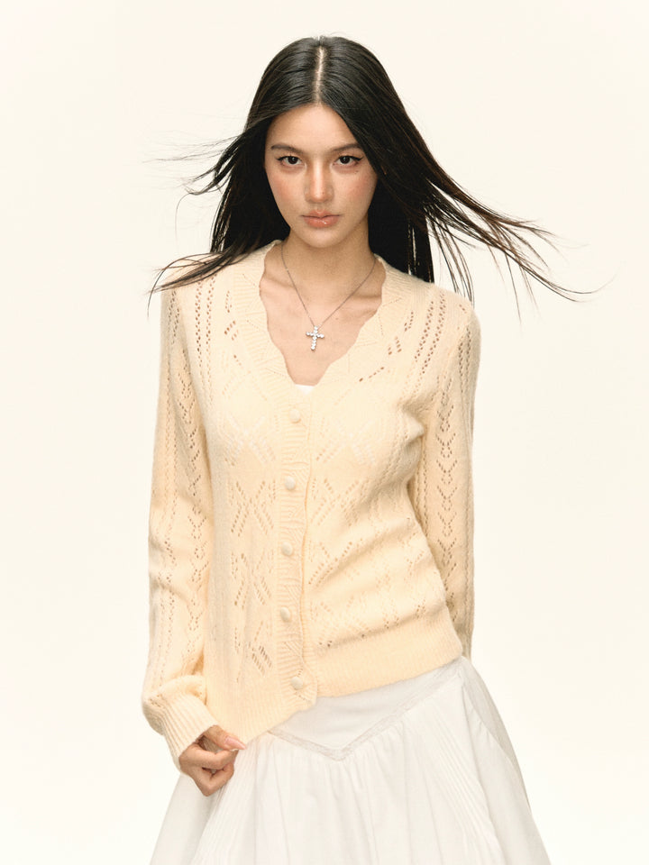 Jacquard Knit Button-Up Cardigan