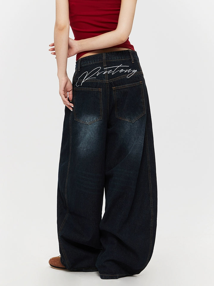 Calças Jeans Retro Largas e Soltas 