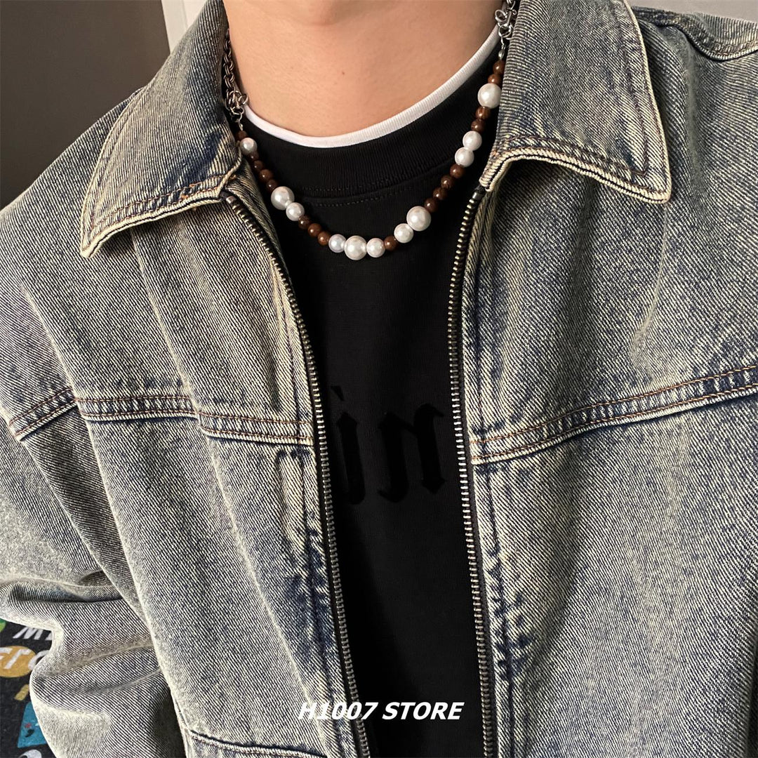Pearl and Bead Clavicle Necklace