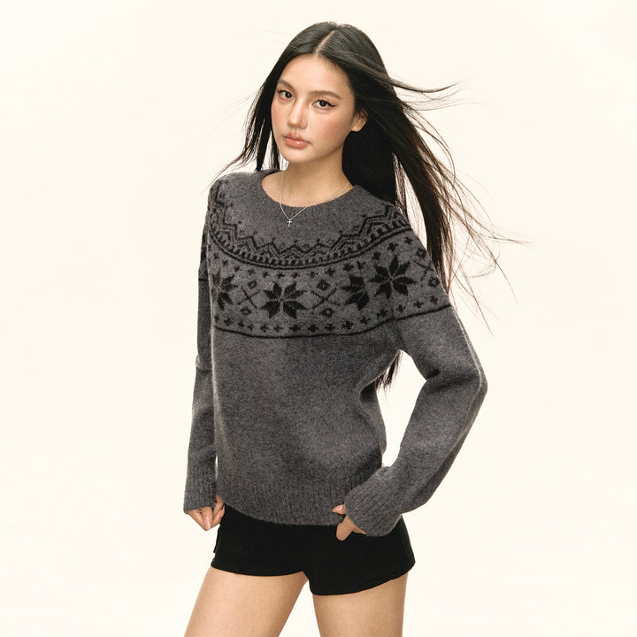 Retro Pattern Knit Sweater