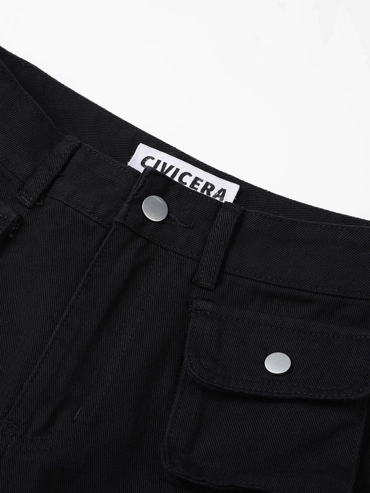 Pantalons cargo à poches multiples à jambes larges 