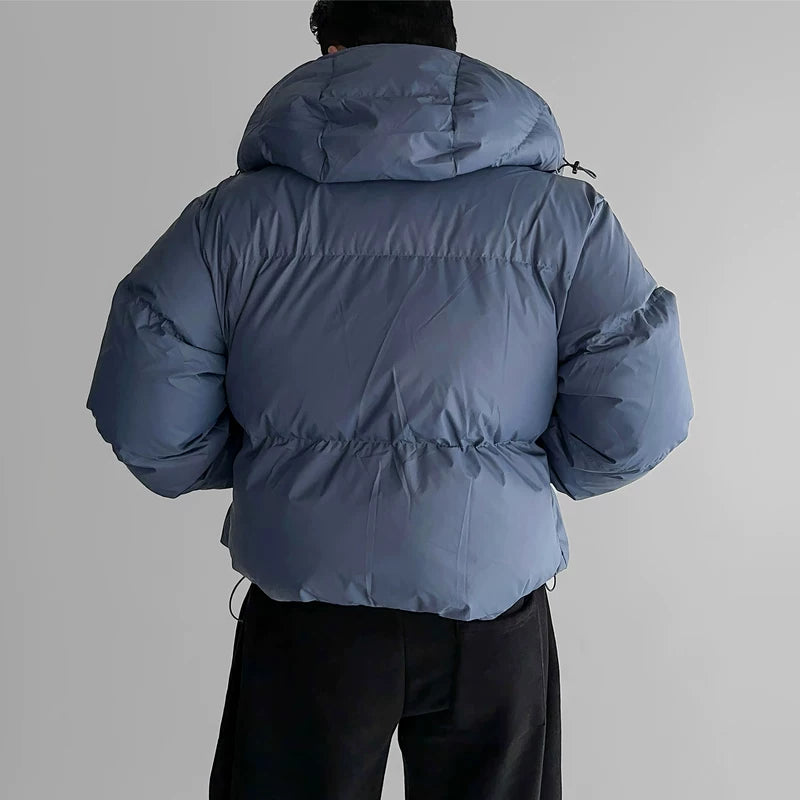 방풍 후드 스탠드 칼라 면 재킷 