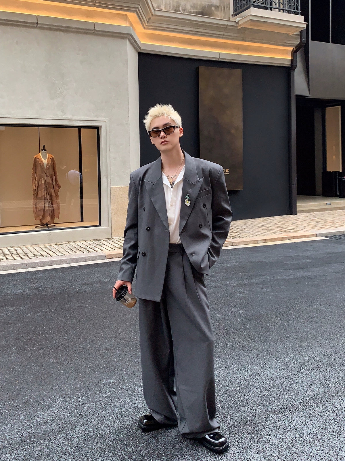 Double-Breasted Suit Jacket and Pants Set