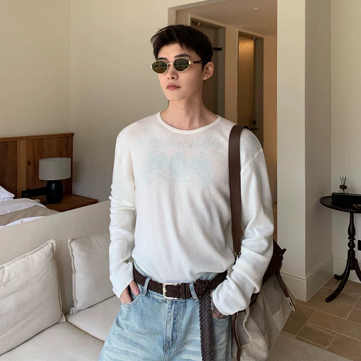 Suéter de malha com gola redonda de lã 