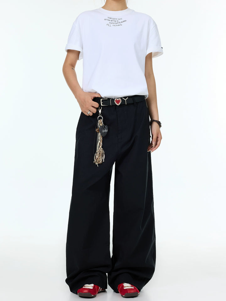 Pantalones Casual Rectos de Pierna Ancha Retro 