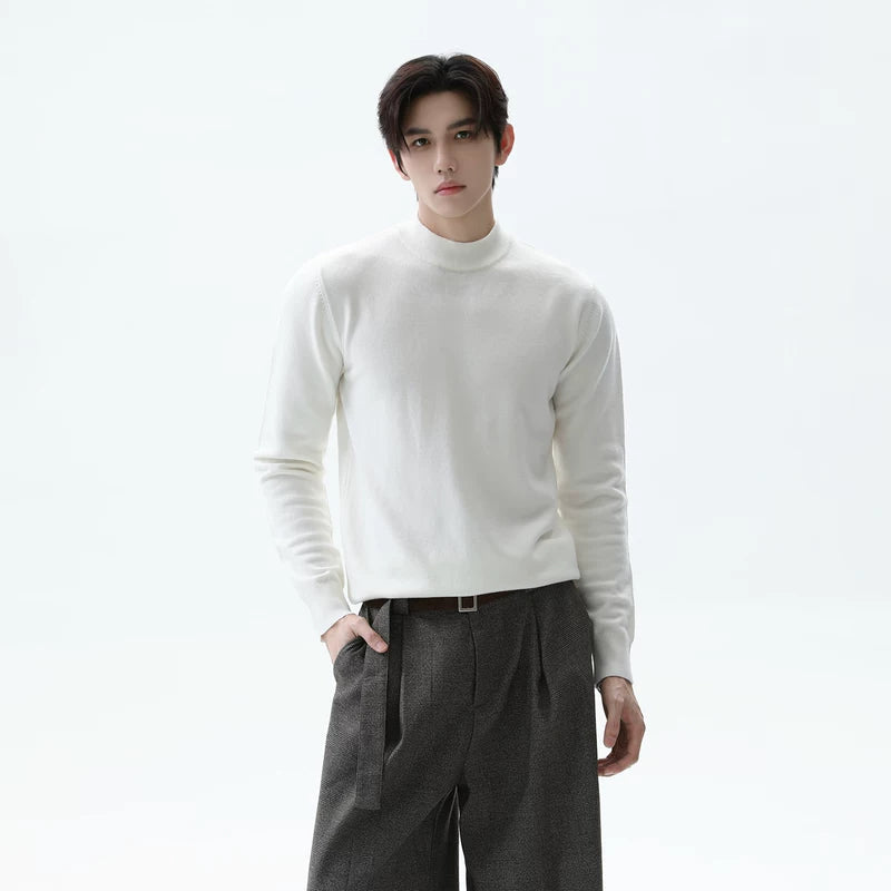 Wool Blend Lyocell Turtleneck Sweater