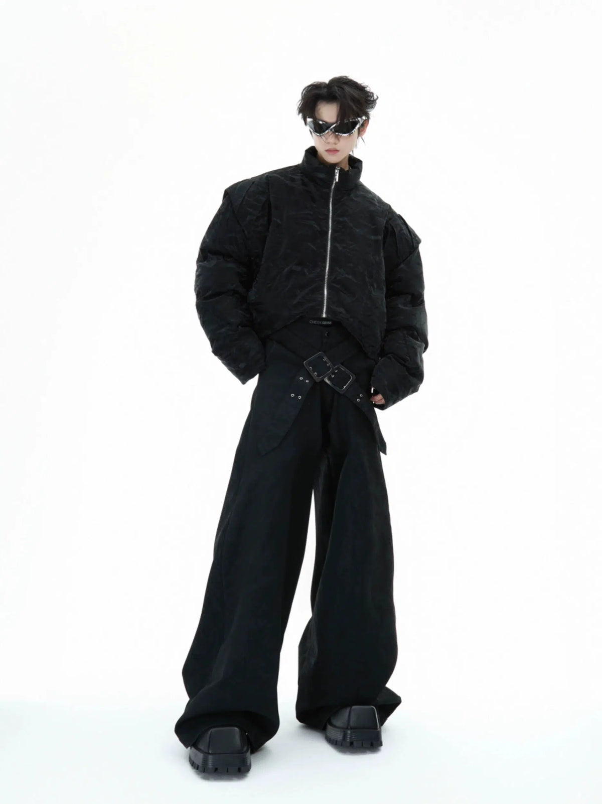 Deconstructed Pleated Short Cotton Jacket