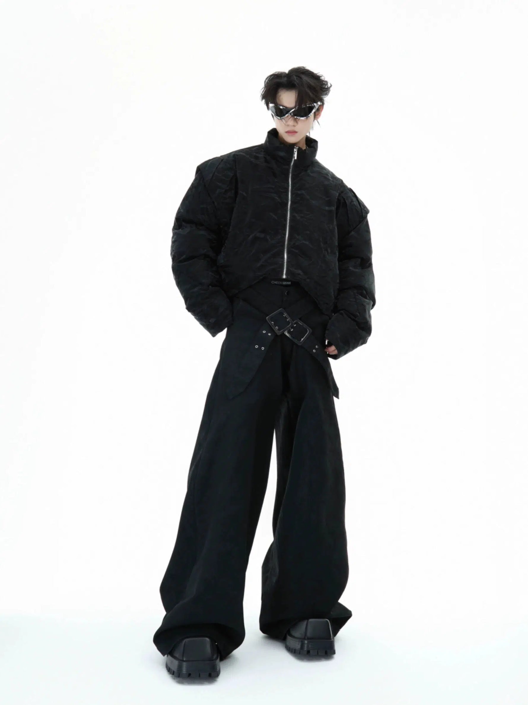 Deconstructed Pleated Short Cotton Jacket