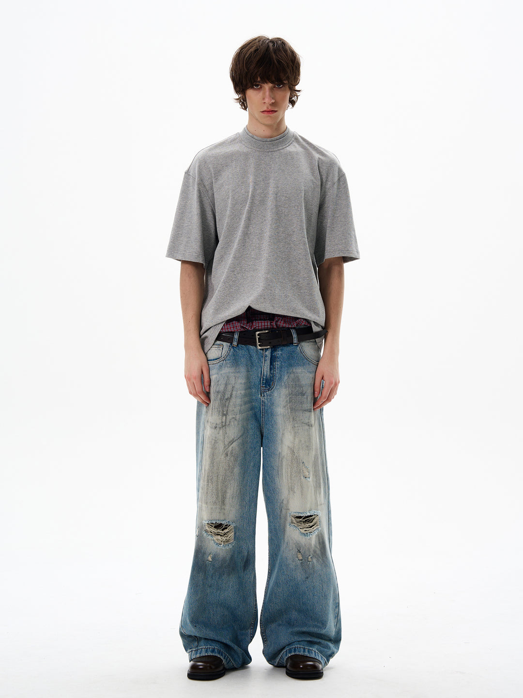 Ripped Wide-Leg Jeans