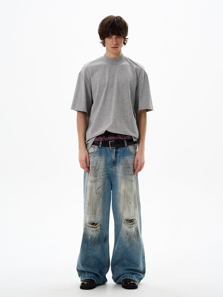 Ripped Wide-Leg Jeans