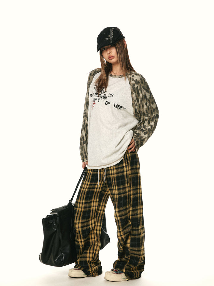 Retro Camouflage Raglan Sleeve Top