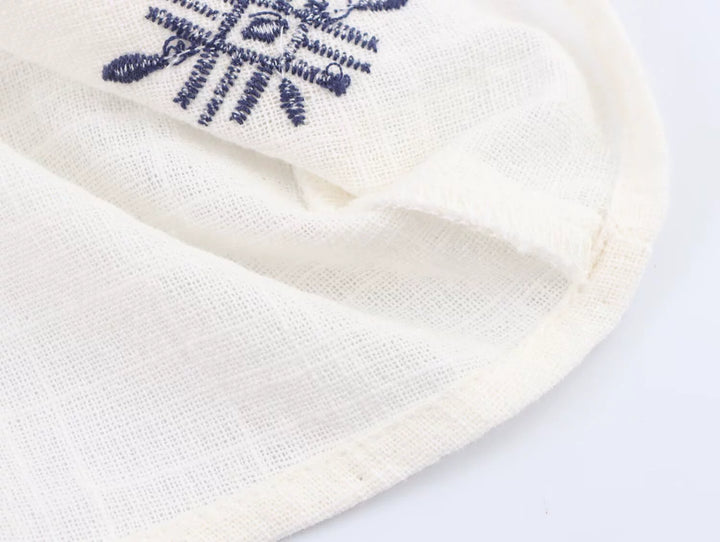 Chemise paysanne rétro à manches longues brodée 