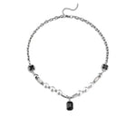 Pearl Sapphire Titanium Steel Necklace