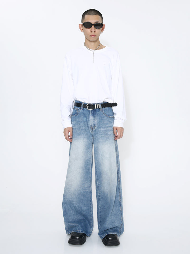 Lockere Passform Weite Beinform Gewaschene Jeans 