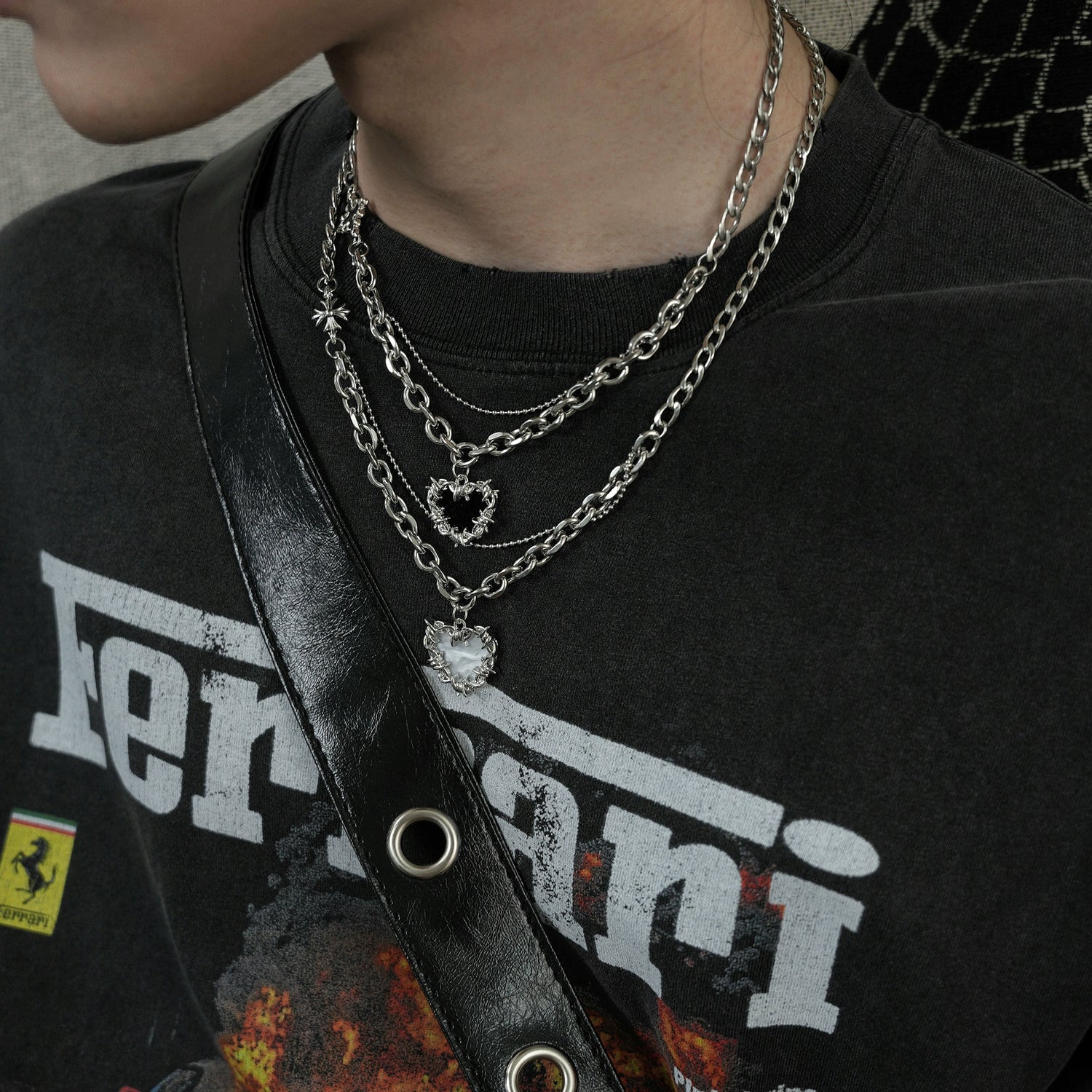 Pendant Charms Layered Chain Necklace