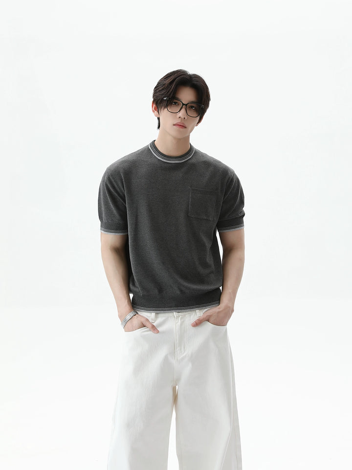 Strick Rundhals Slim Pullover Top 