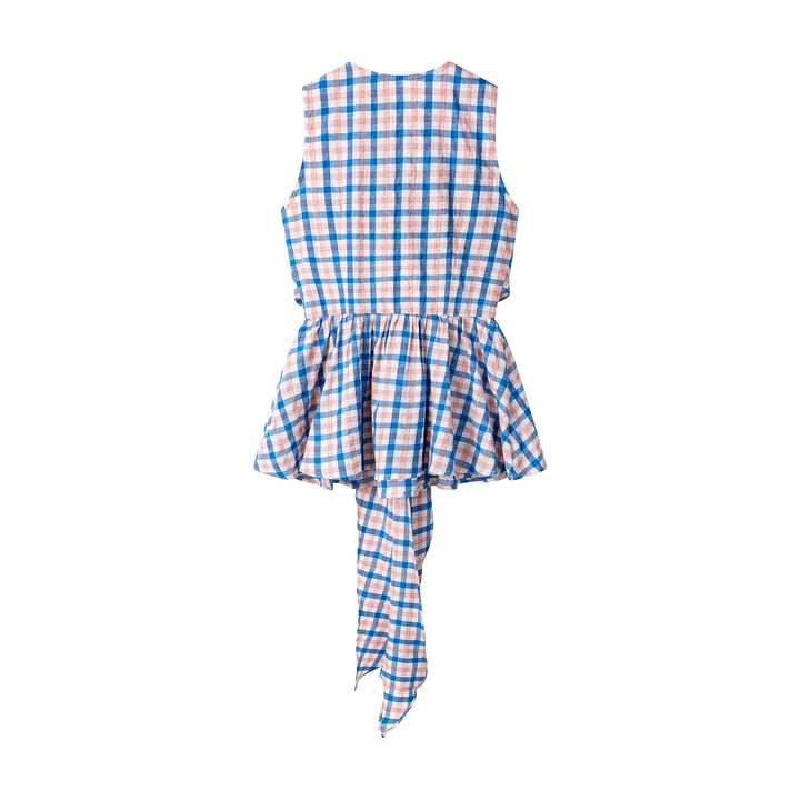 Plaid Sleeveless Tie Waist Vest