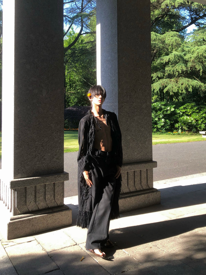 Vintage Hollow Knit Fur Cardigan Jacket