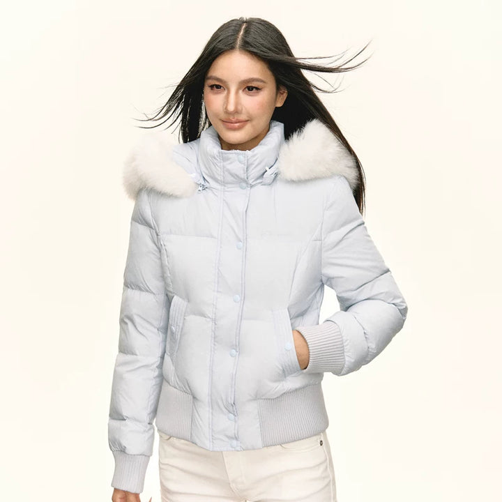 Faux Fur Trim Hooded Down Jacket