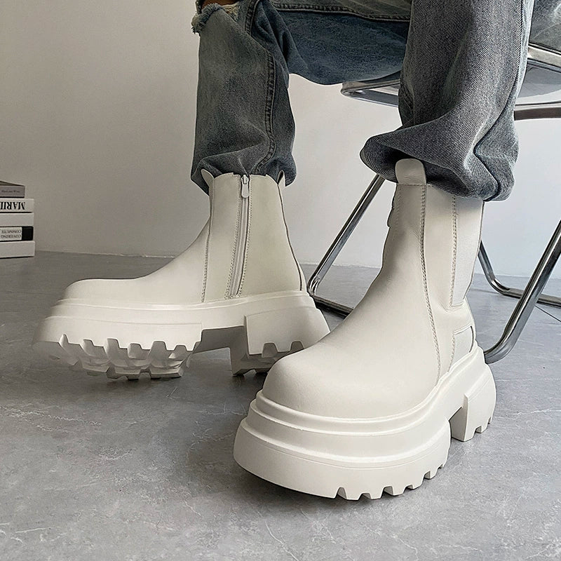 PU Leather Zipper Chelsea Boots