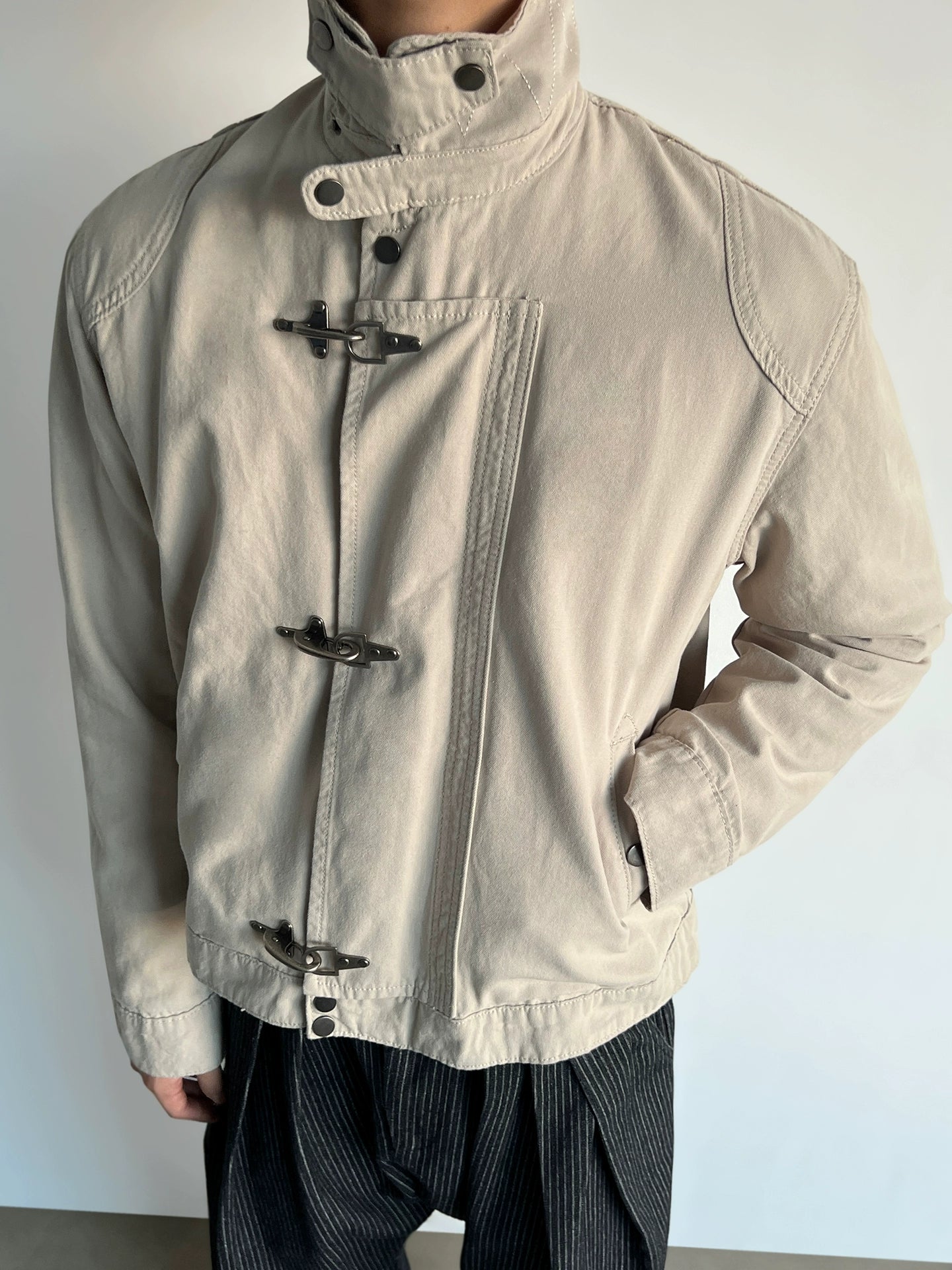 Küçük ıstakoz Tokalı Ahşap Tarzı İş Ceket 