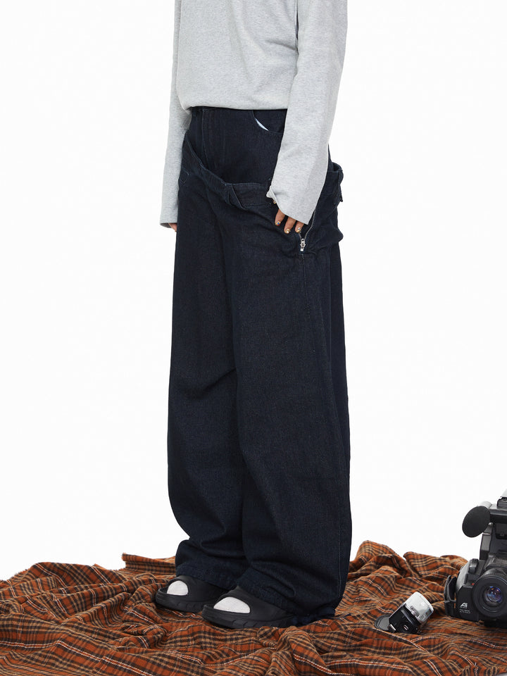 Double Waist Wide Leg Straight Pants