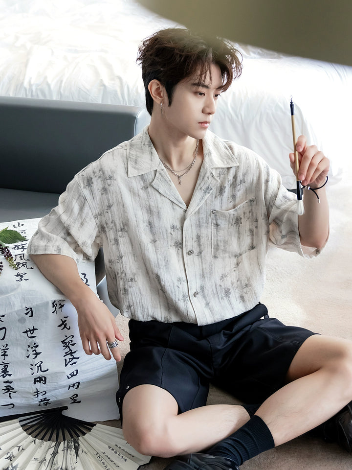 통기성이 좋은 가벼운 중국 스타일 셔츠 