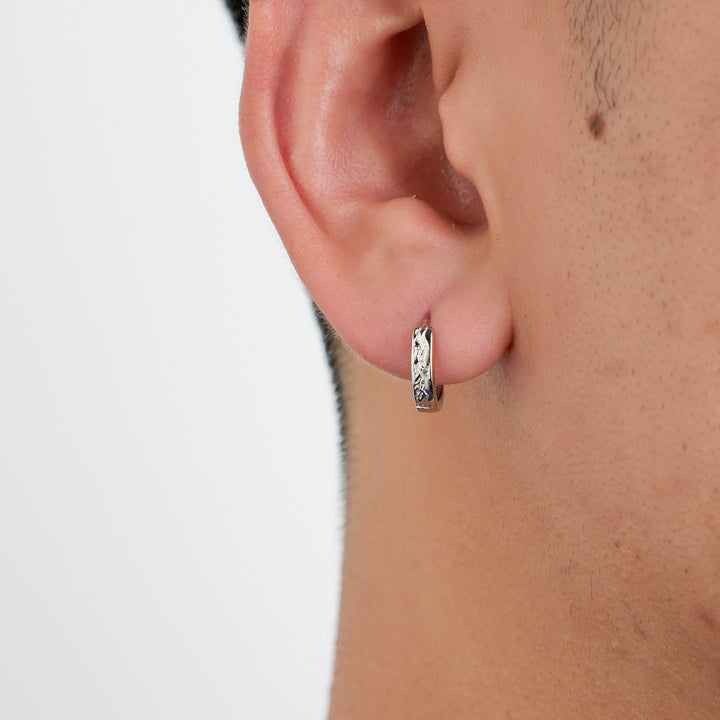 Pendientes de aro texturizados de plata esterlina S925 