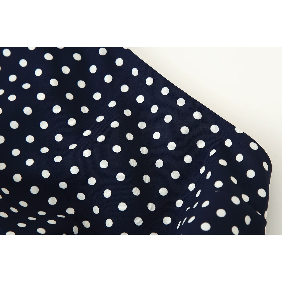 Polka Dot Halfterhals Gürtel Midi Kleid 