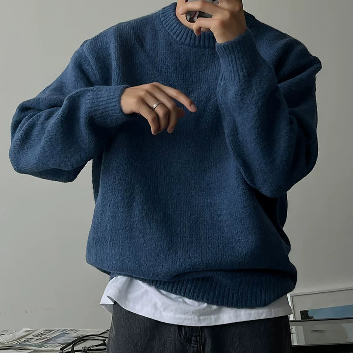 بلوزة محبوكة فضفاضة بقصة رقبة دائرية 