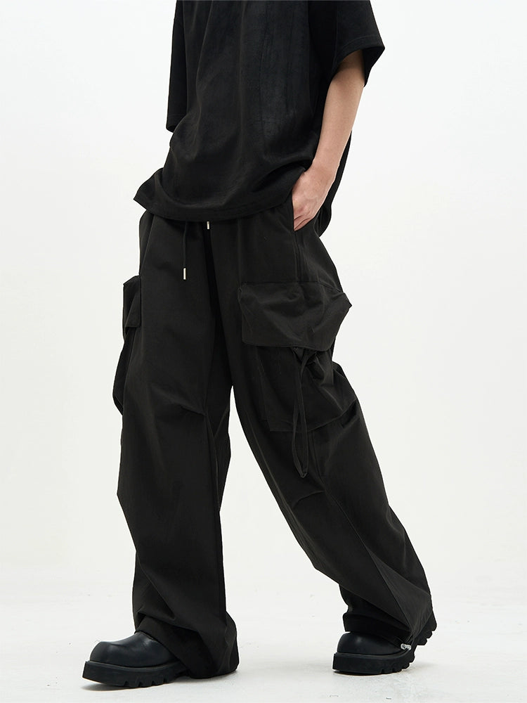Pantalones cargo paracaidistas sueltos con múltiples bolsillos 