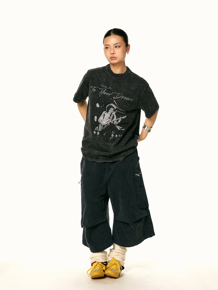 Retro Graphic Washed Short-Sleeve T-shirt
