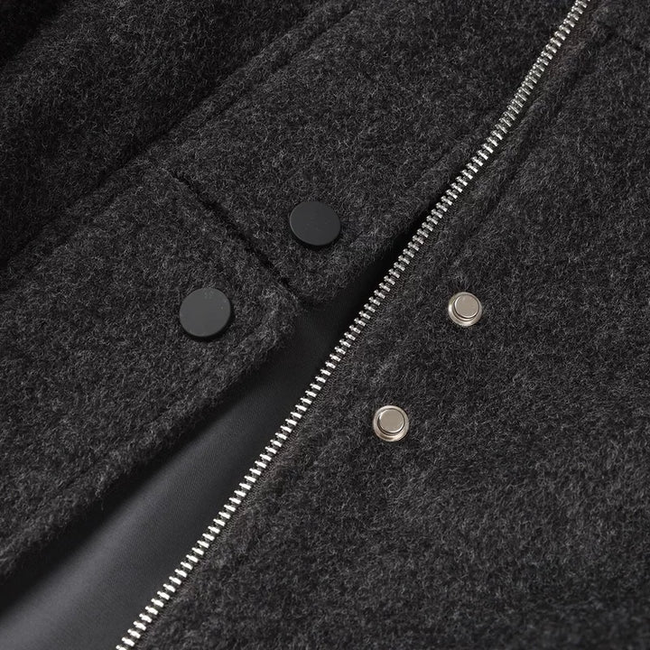 Retro Stand Collar Wool Blend Coat